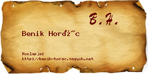 Benik Horác névjegykártya